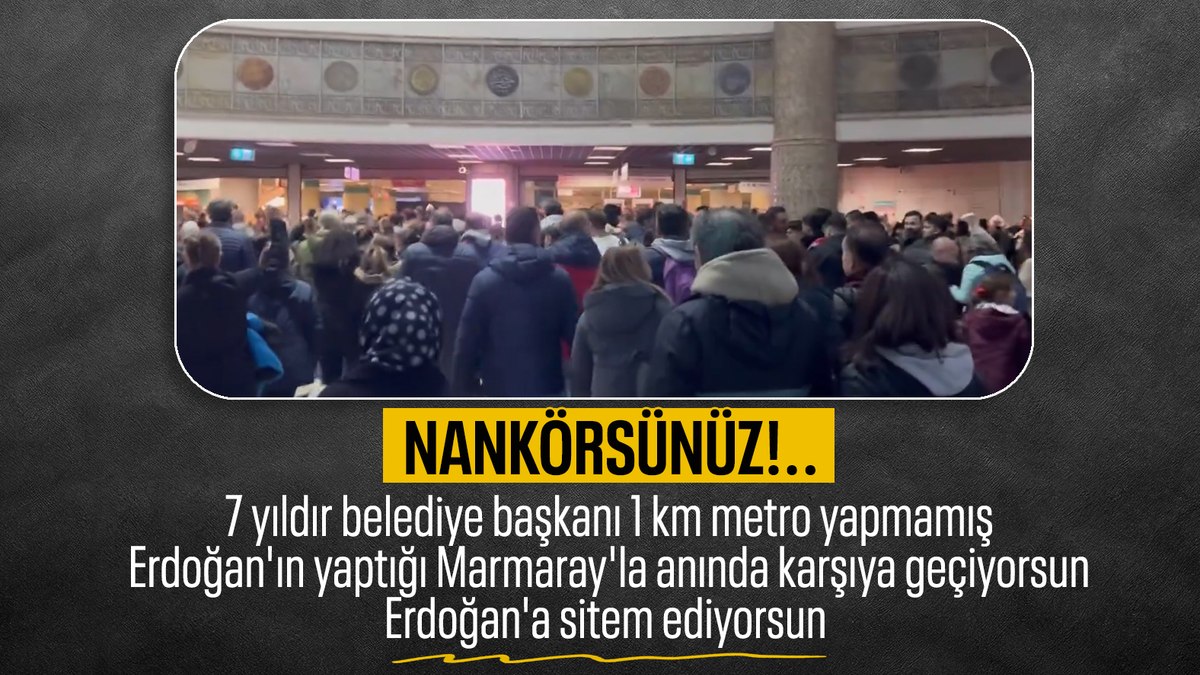 Yasağa rağmen Marmaray’da toplanan kalabalıktan İmamoğlu sloganları